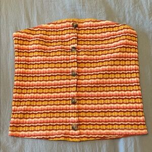 Striped Button-Front Tube Top